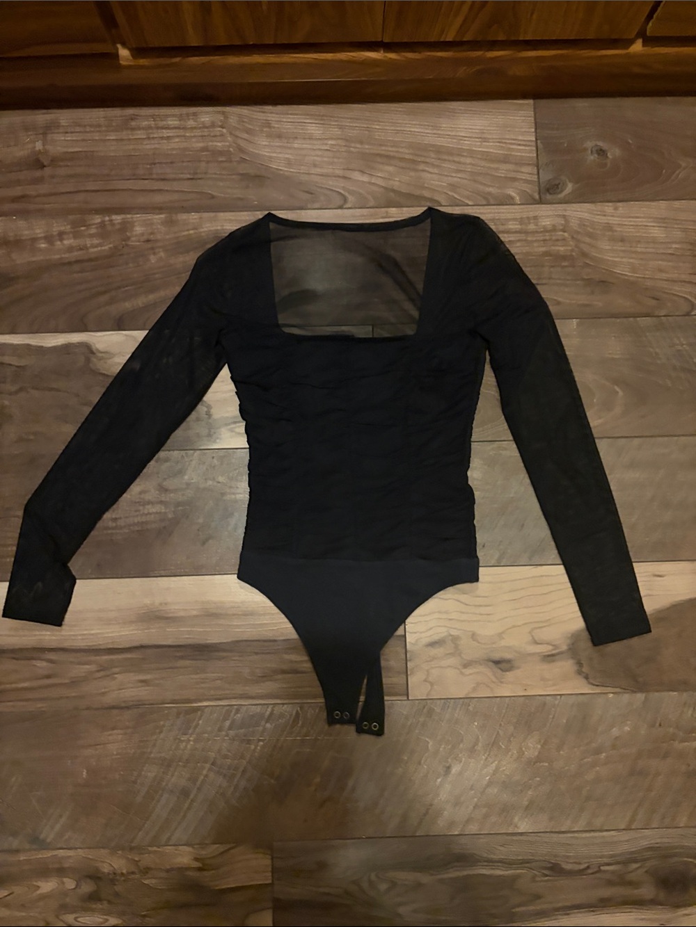 Black Long Sleeve Mesh Bodysuit
